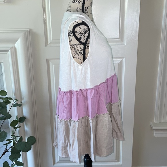 White Birch Full Size Watching the Sunset Color Block Babydoll Top - Picture 4 of 7